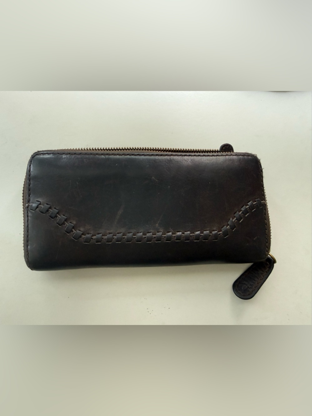 Frye brown zip around wallet
